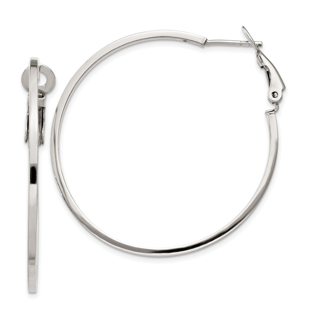 Silver Hollow Omega Clip Back Hoop Earrings