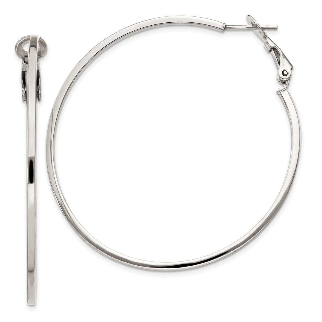 Silver Hollow Omega Clip Back Hoop Earrings