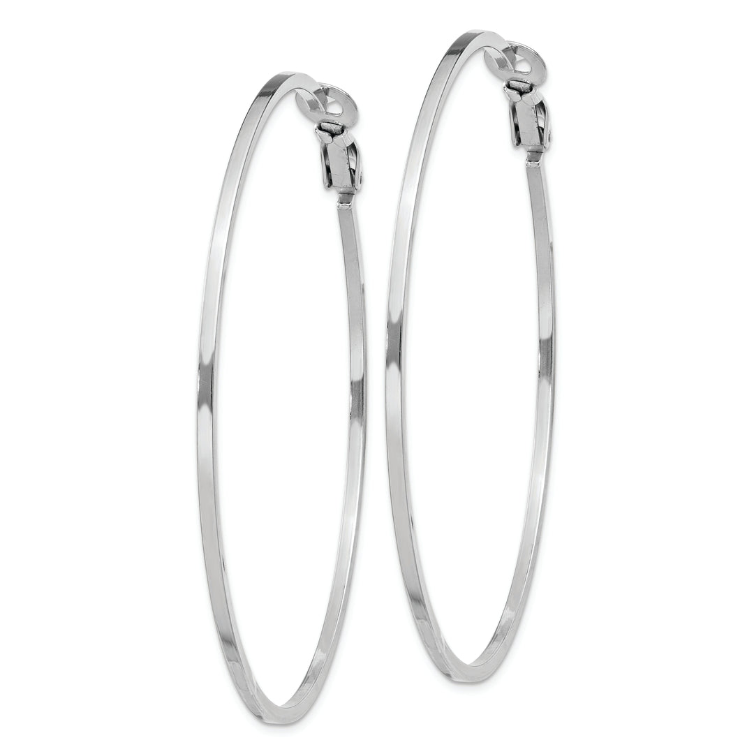 Silver Hollow Omega Clip Back Hoop Earrings