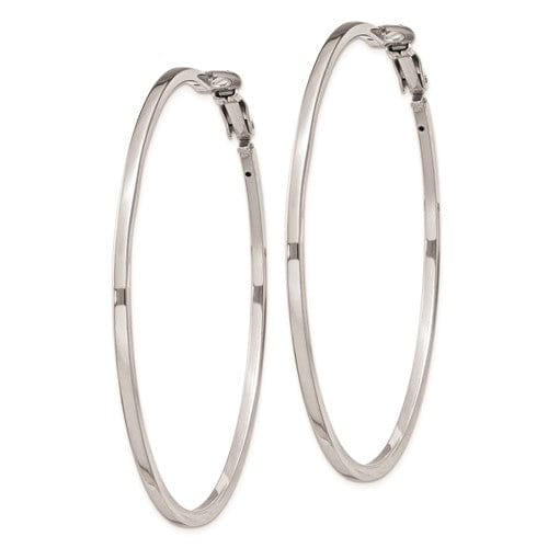 Silver Hollow Omega Clip Back Hoop Earrings