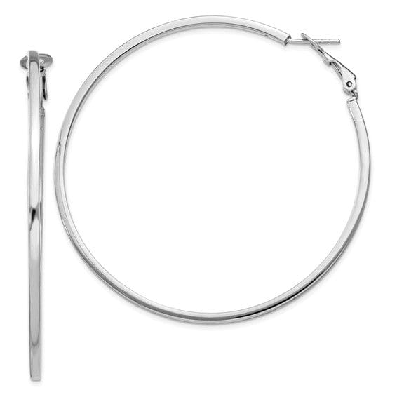 Silver Hollow Omega Clip Back Hoop Earrings