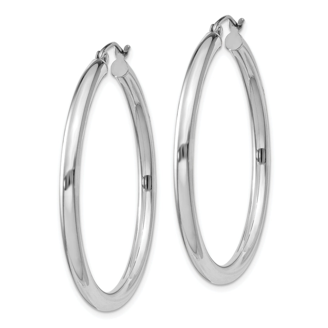 Silver Hollow Round Hoop Hinged Earrings