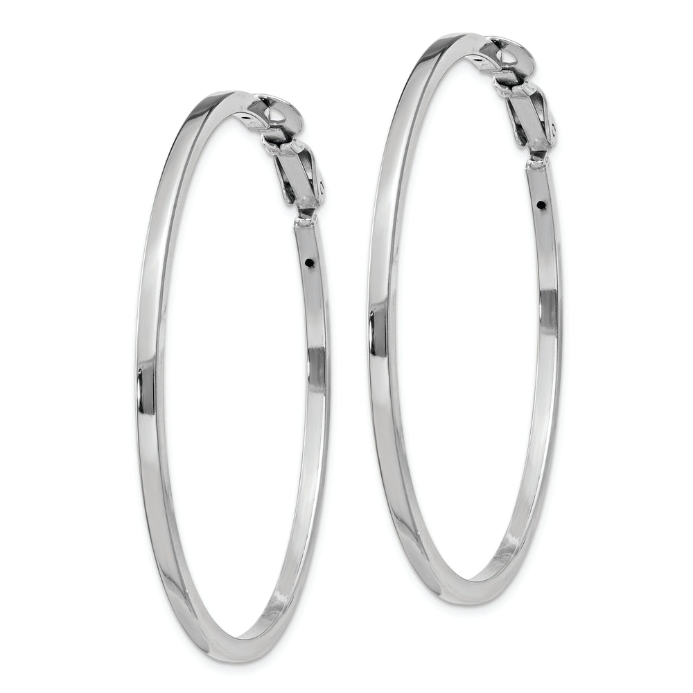 Silver Hollow Omega Clip Back Hoop Earrings