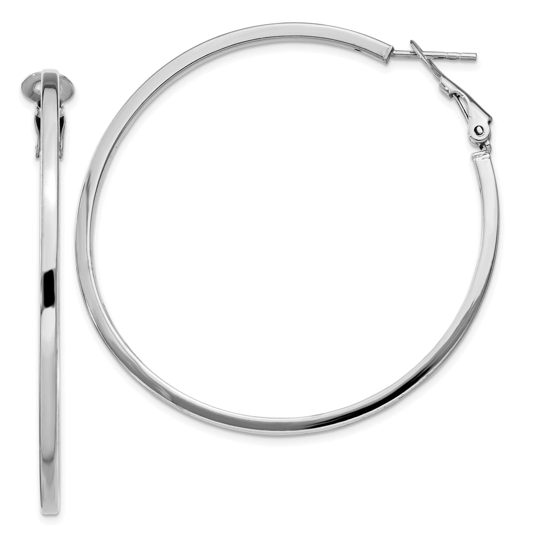 Silver Hollow Omega Clip Back Hoop Earrings