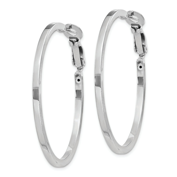 Silver Hollow Omega Clip Back Hoop Earrings