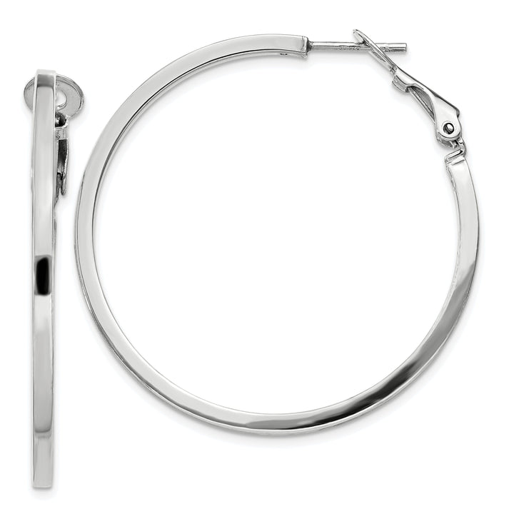 Silver Hollow Omega Clip Back Hoop Earrings