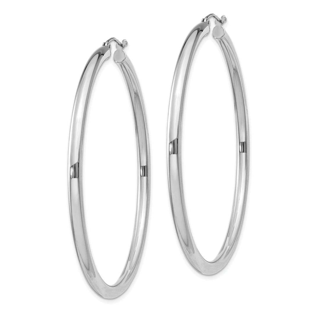 Silver Hollow Round Hoop Hinged Earrings