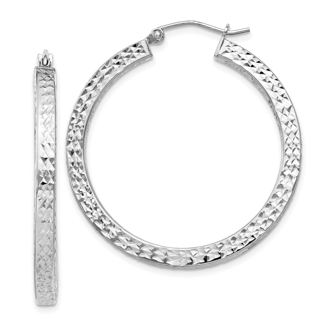 Sterling Silver D.C Square Tube Hoop Earrings