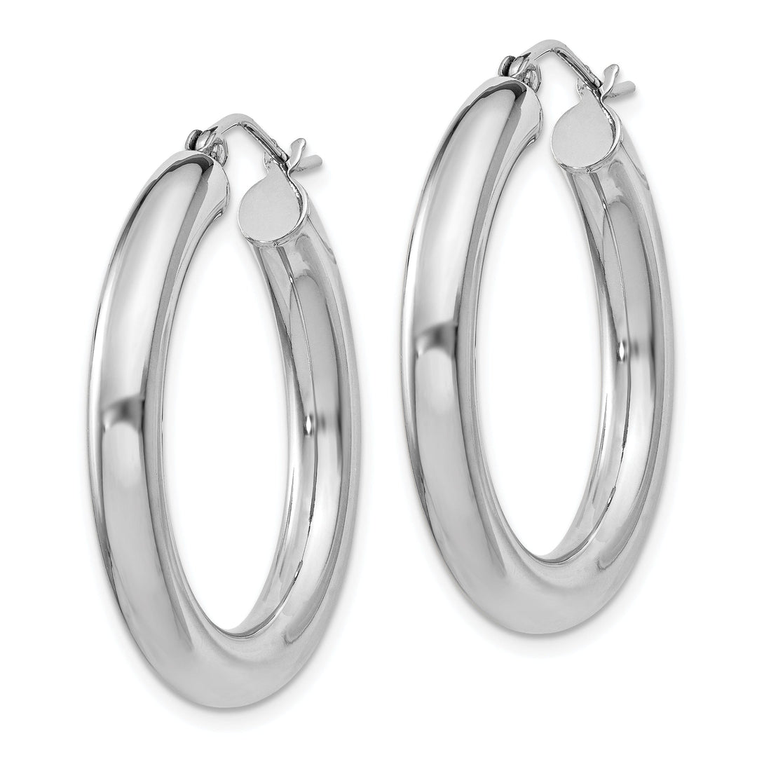 Silver Hollow Round Hoop Hinged Earrings