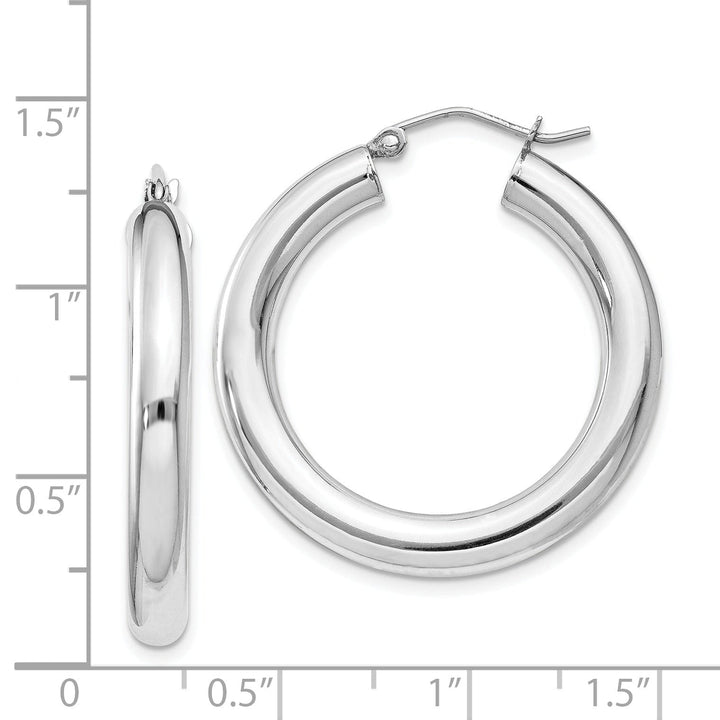 Silver Hollow Round Hoop Hinged Earrings