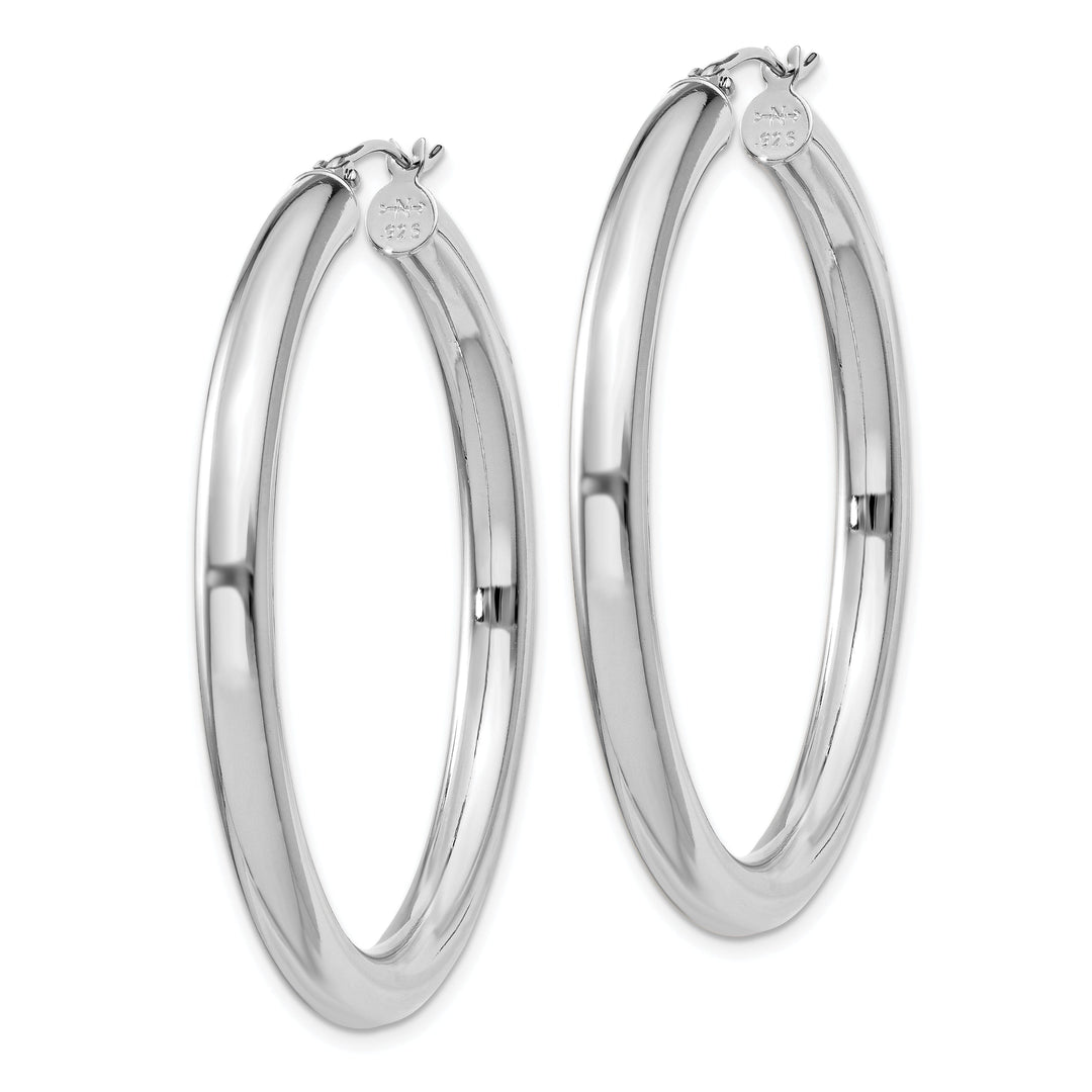 Silver Hollow Round Hoop Hinged Earrings