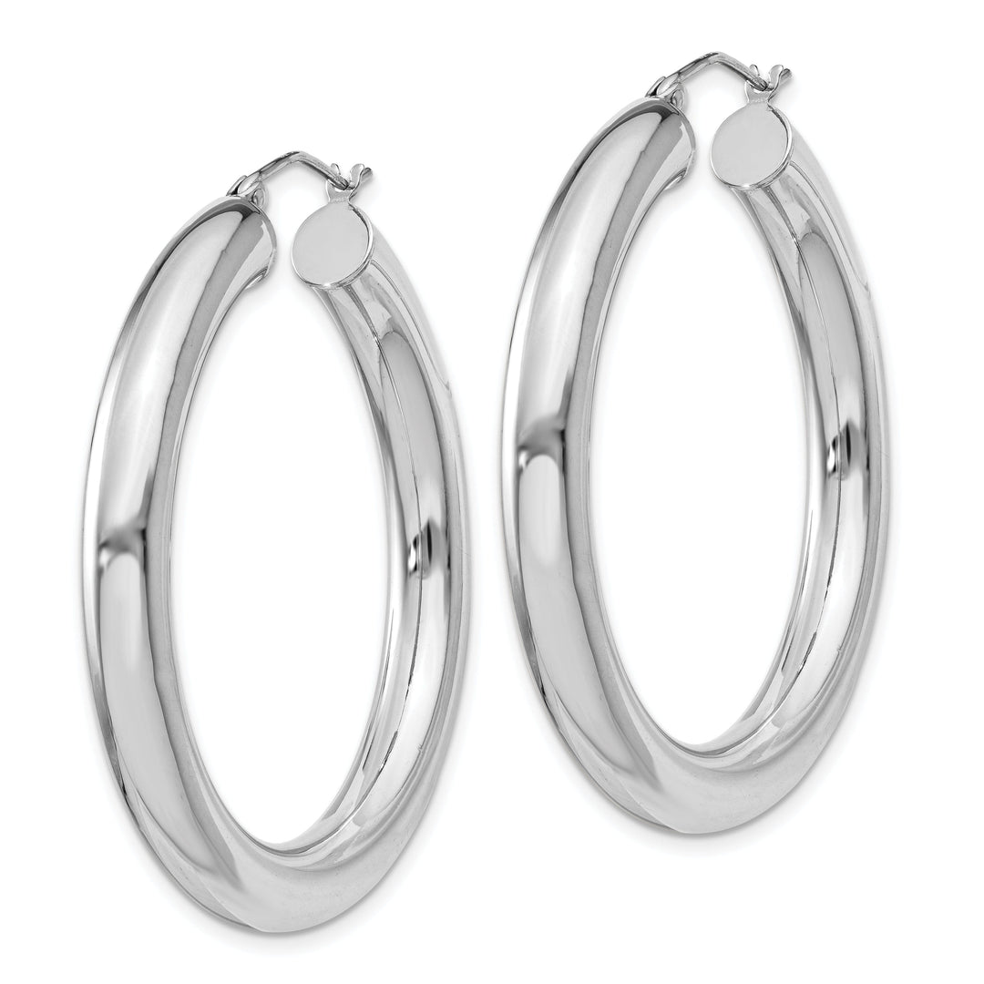 Silver Hollow Round Hoop Hinged Posts Earrings