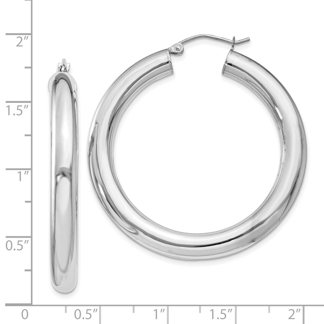 Silver Hollow Round Hoop Hinged Posts Earrings