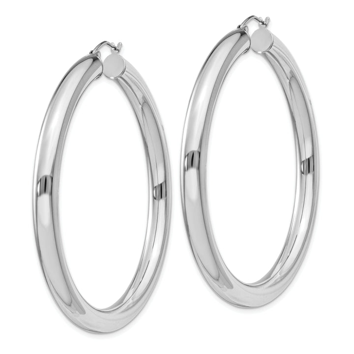 Silver Hollow Round Hoop Hinged Posts Earrings