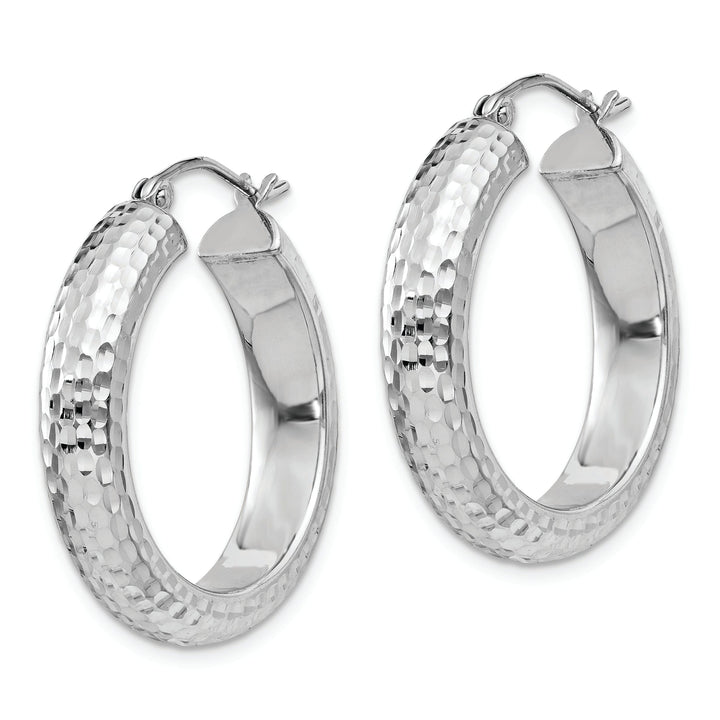 Silver D.C Hollow Hoop Hinged Back Earrings