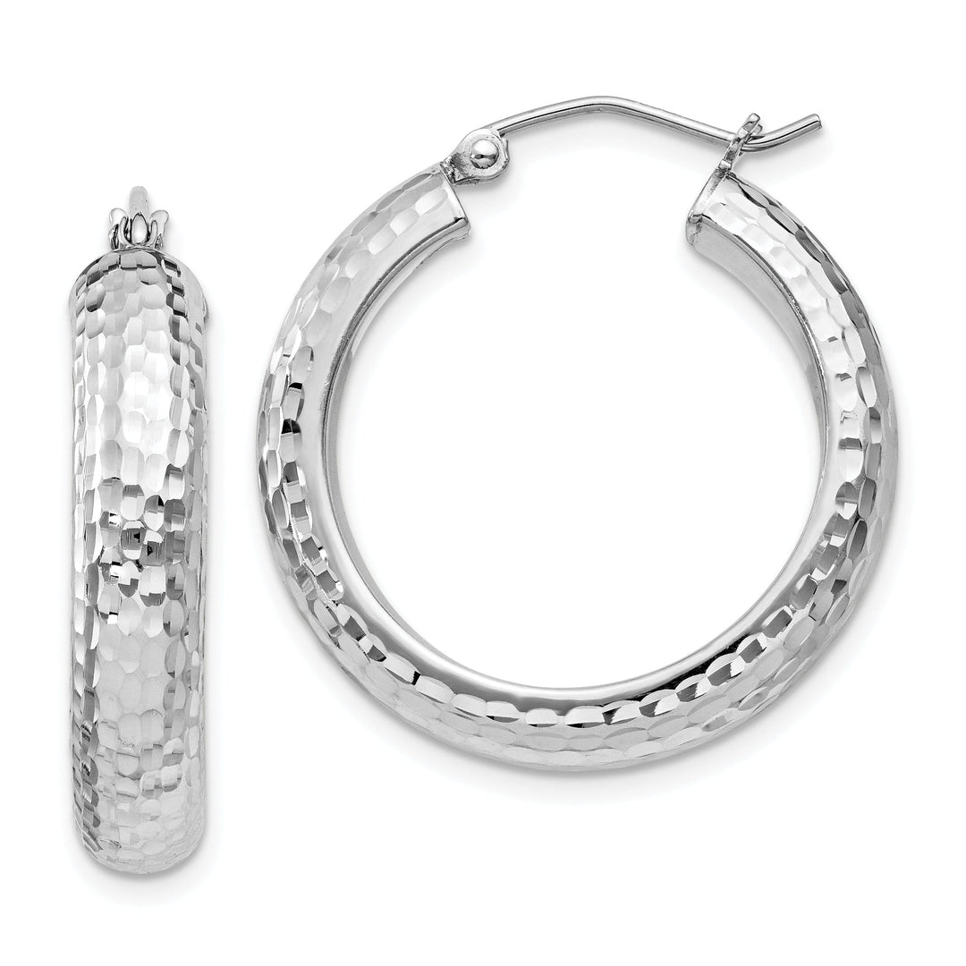 Silver D.C Hollow Hoop Hinged Back Earrings