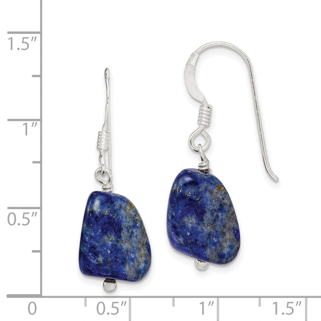 Sterling Silver Blue Lapis Square Drop Earrings