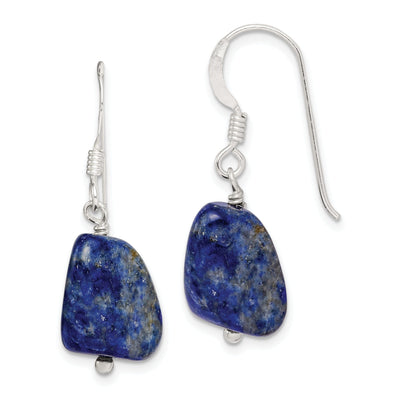 Sterling Silver Blue Lapis Square Drop Earrings