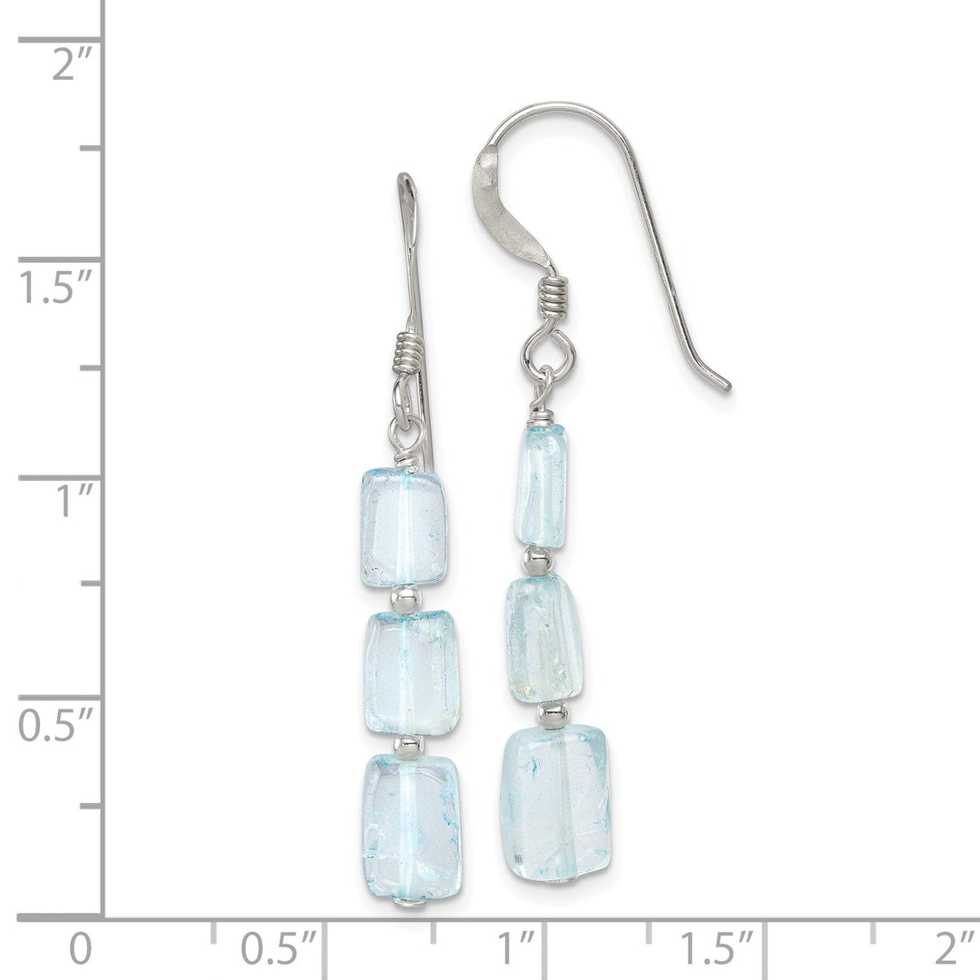 Silver Light Blue Quartz Stone Dangle Earrings