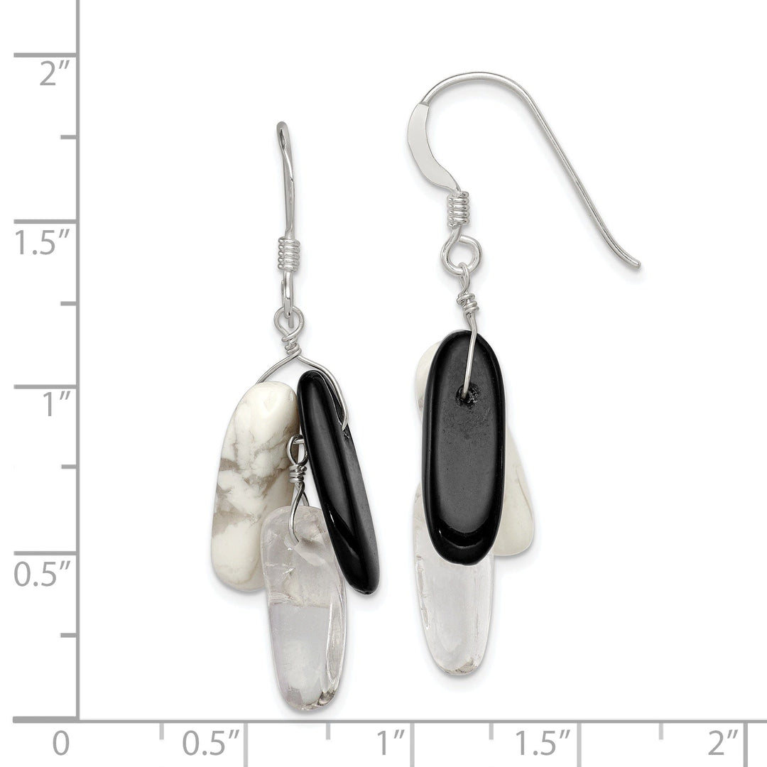 Silver Agate Howlite Quartz Dangle Earrings