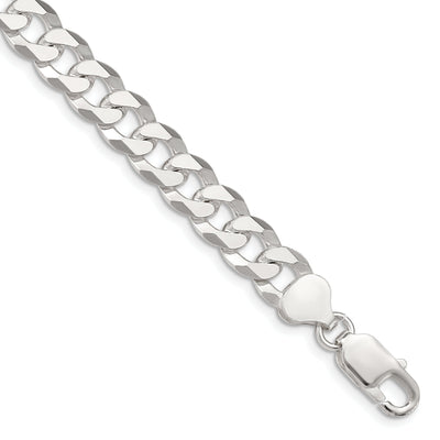 Silver 8.50-mm Solid Beveled Link Curb Chain at $ 98.91 only from Jewelryshopping.com