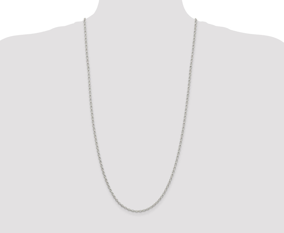 Silver Polished 2.75-mm Oval Rolo Necklace