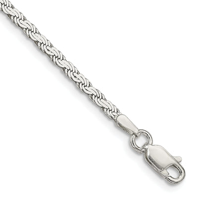 Silver Polished 2.25-mm Solid Flat Rope Chain at $ 9.22 only from Jewelryshopping.com