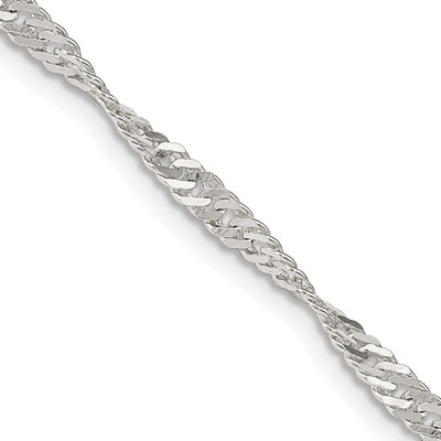 Silver Polished Twisted 3.00mm Singapore Chain at $ 12.37 only from Jewelryshopping.com