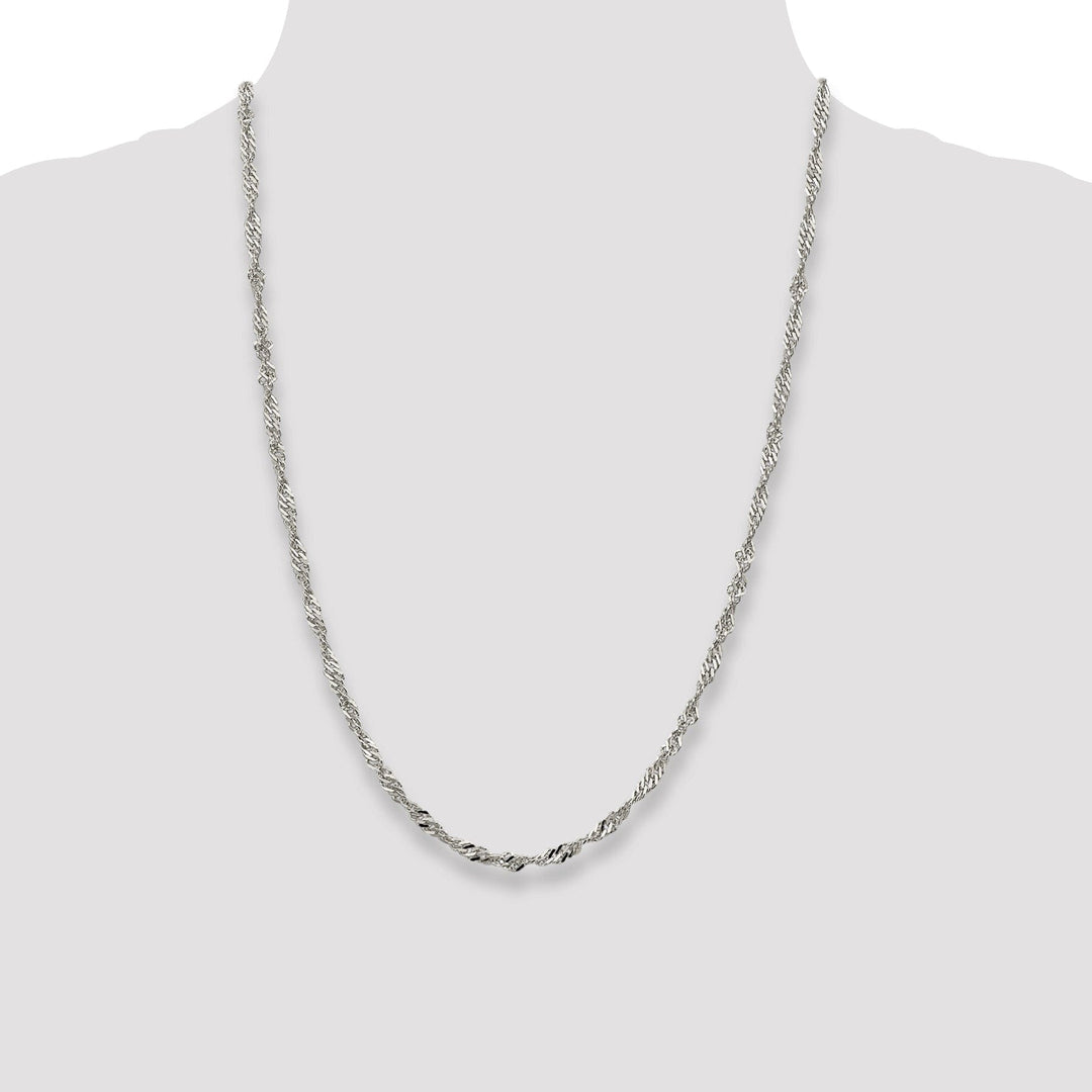 Silver Polished Twisted 3.50mm Singapore Chain