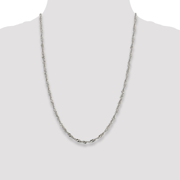 Silver Polished Twisted 3.50mm Singapore Chain