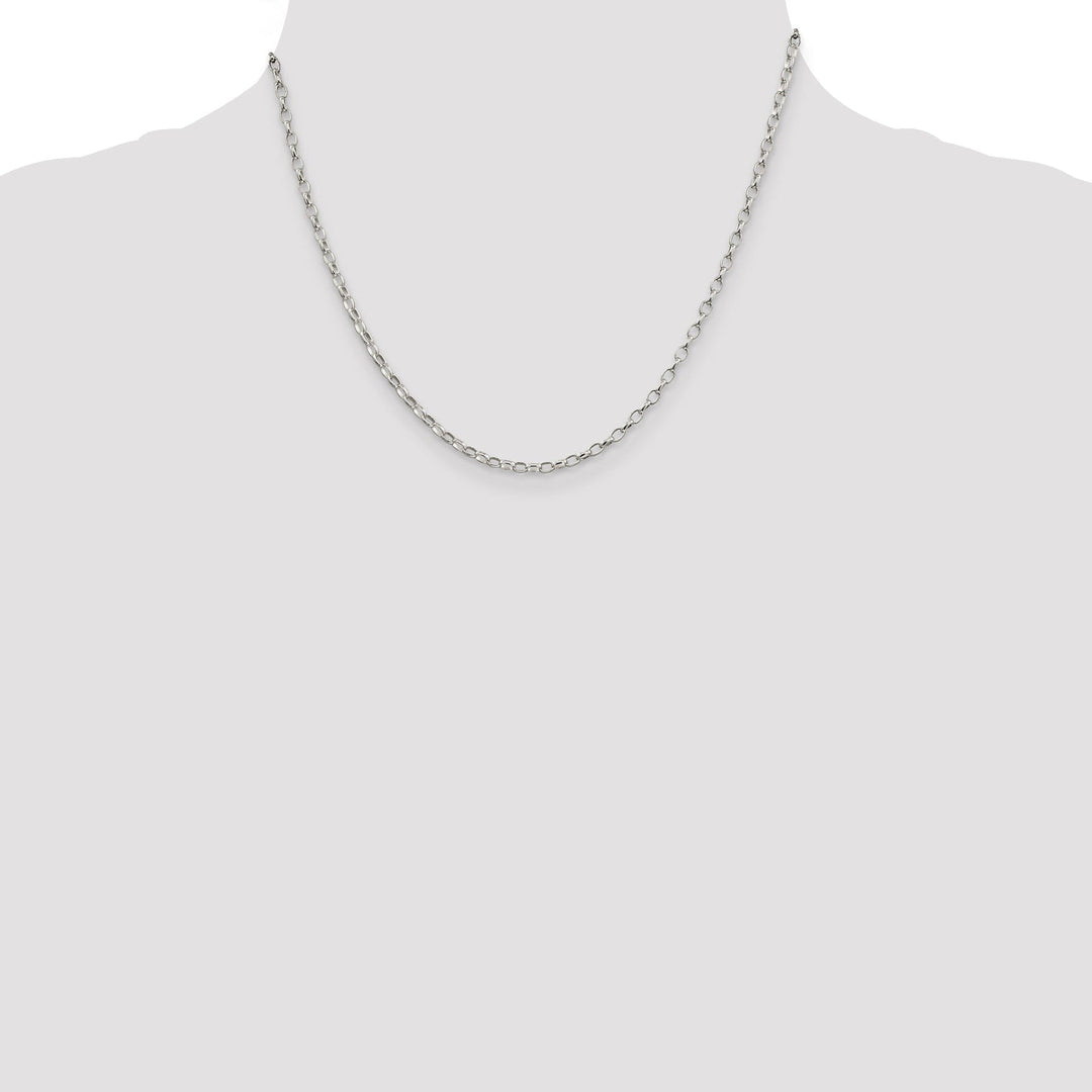 Silver Polished 2.50-mm Oval Rolo Necklace