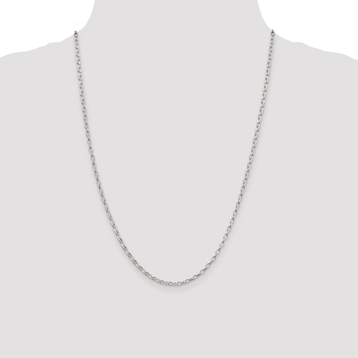 Silver Polished 2.50-mm Oval Rolo Necklace