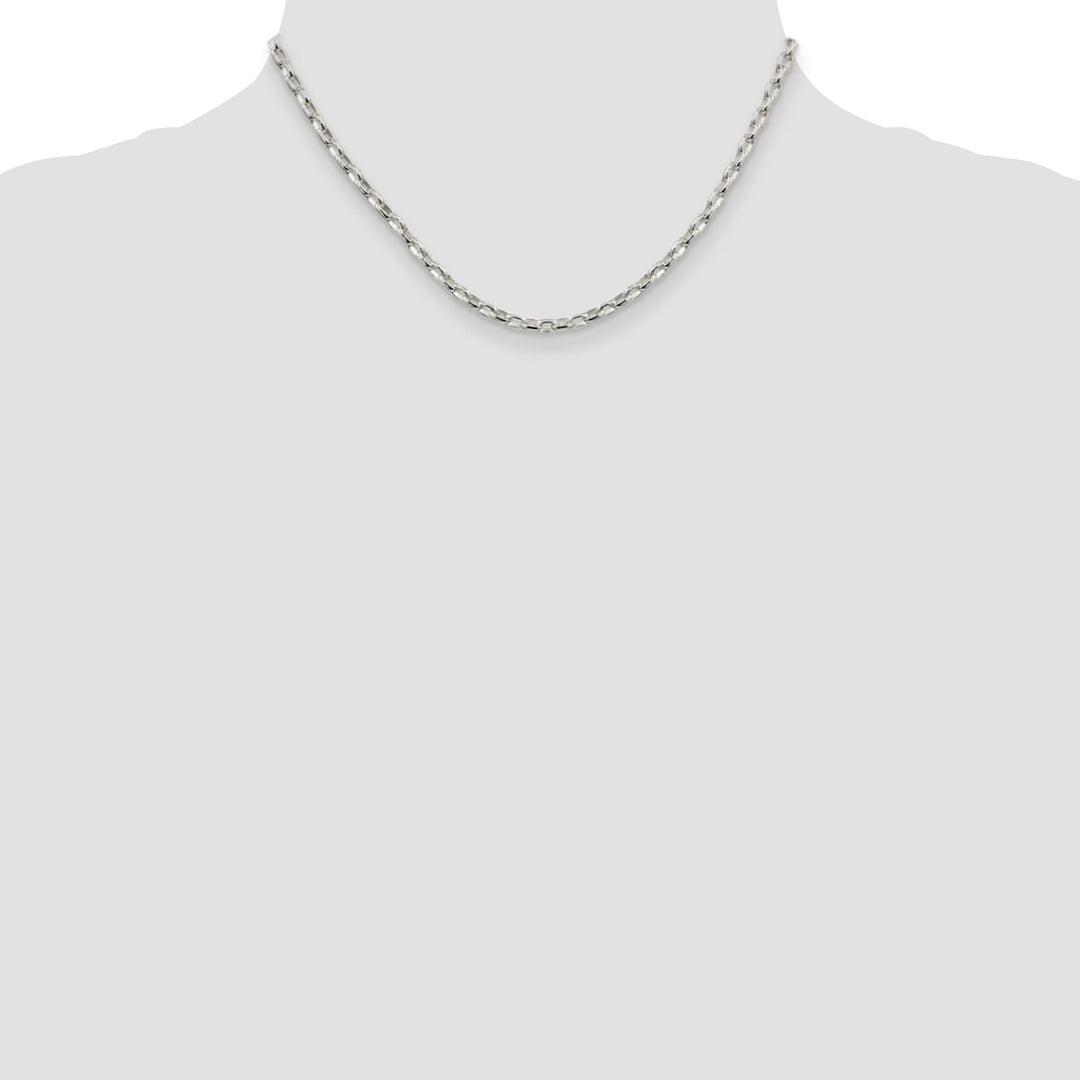 Silver Polish 3.20-mm Fancy Oval Rolo Necklace
