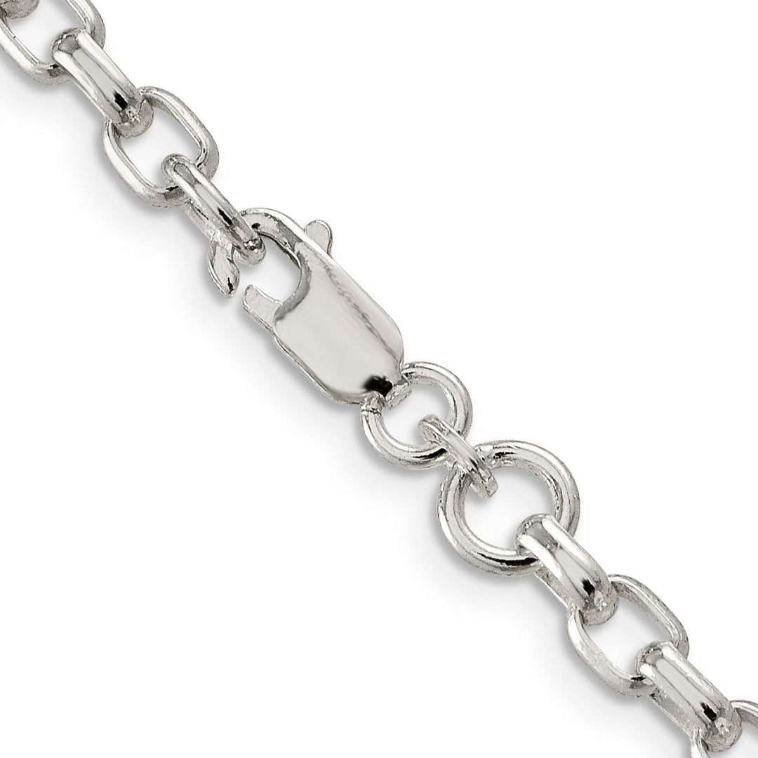 Silver Polish 4.40-mm Fancy Oval Rolo Necklace