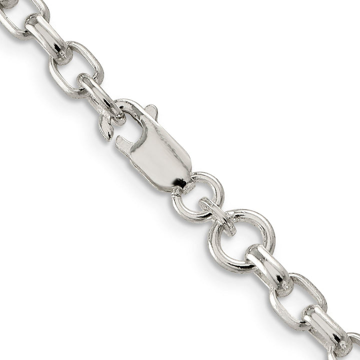 Silver Polish 4.40-mm Fancy Oval Rolo Necklace