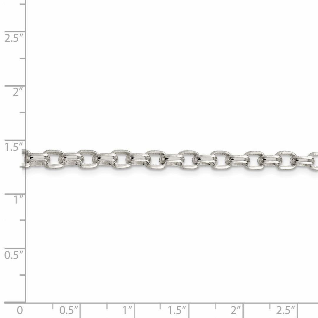 Silver Polish 4.40-mm Fancy Oval Rolo Necklace