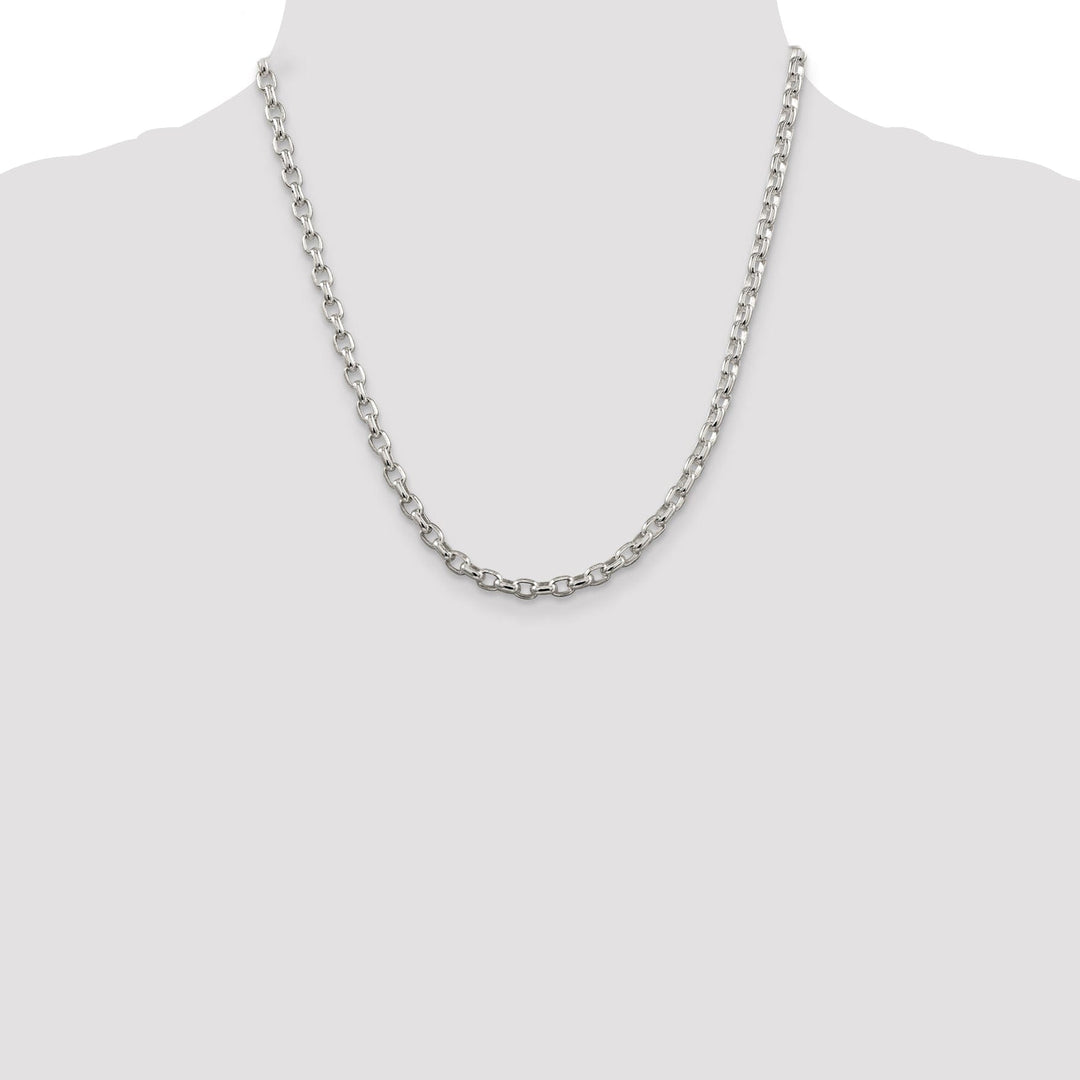 Silver Polish 4.40-mm Fancy Oval Rolo Necklace
