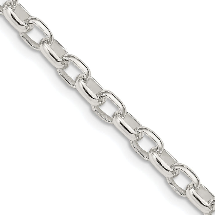 Silver Polish 4.40-mm Fancy Oval Rolo Necklace