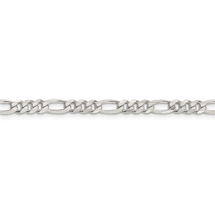 Silver 4.75-mm Solid Pave Flat Figaro Chain