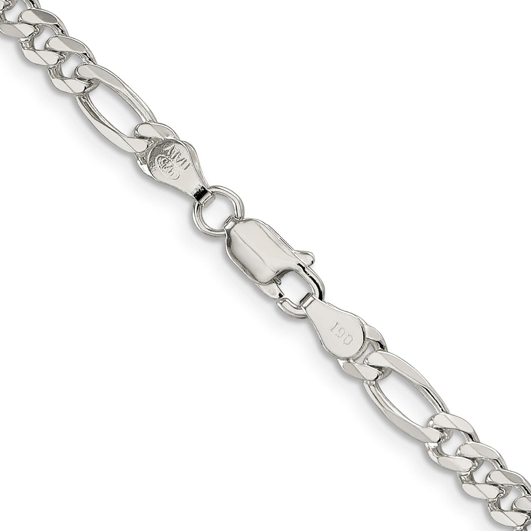 Silver 4.75-mm Solid Pave Flat Figaro Chain