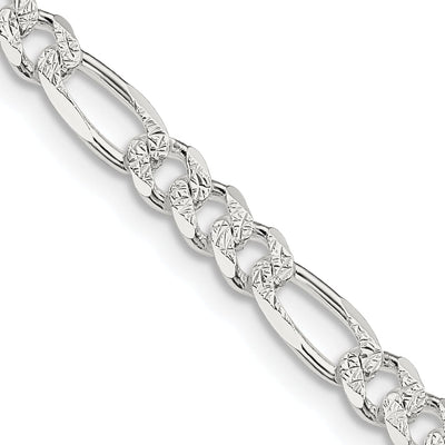 Silver 4.75-mm Solid Pave Flat Figaro Chain at $ 31.86 only from Jewelryshopping.com