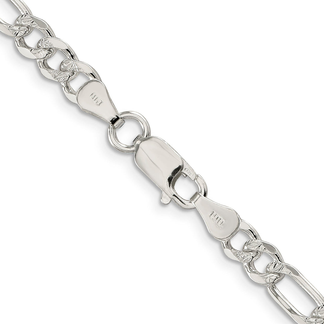 Silver 5.50-mm Solid Pave Flat Figaro Chain