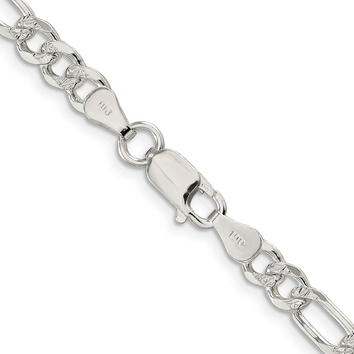 Silver 5.50-mm Solid Pave Flat Figaro Chain