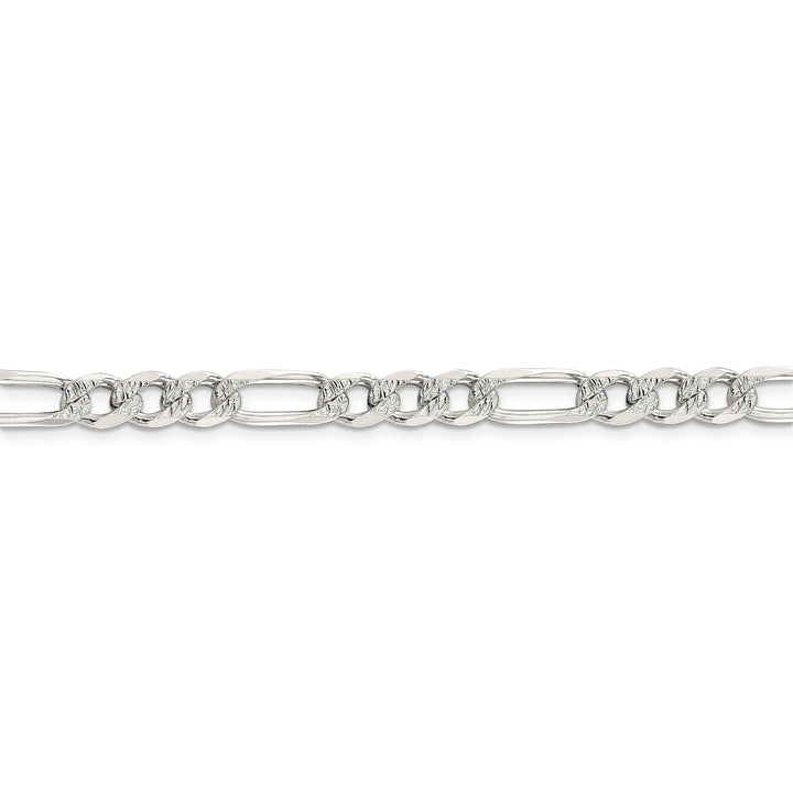 Silver 7.00-mm Solid Pave Flat Figaro Chain