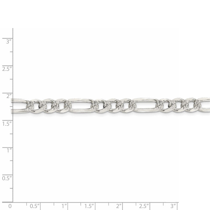 Silver 7.00-mm Solid Pave Flat Figaro Chain