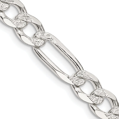 Silver 7.00-mm Solid Pave Flat Figaro Chain at $ 62.79 only from Jewelryshopping.com
