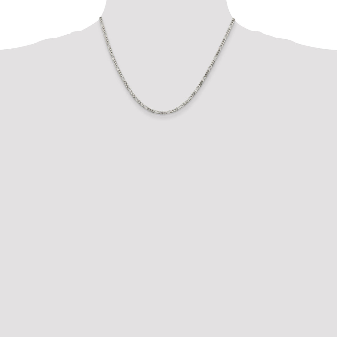 Silver Polished 3.00-mm Solid Figaro Chain