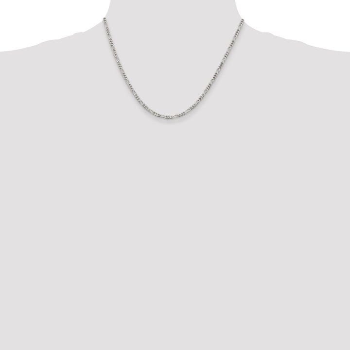 Silver Polished 3.00-mm Solid Figaro Chain