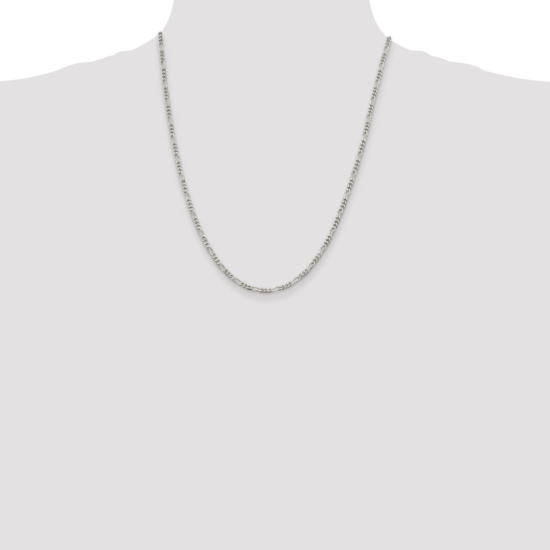 Silver Polished 3.00-mm Solid Figaro Chain
