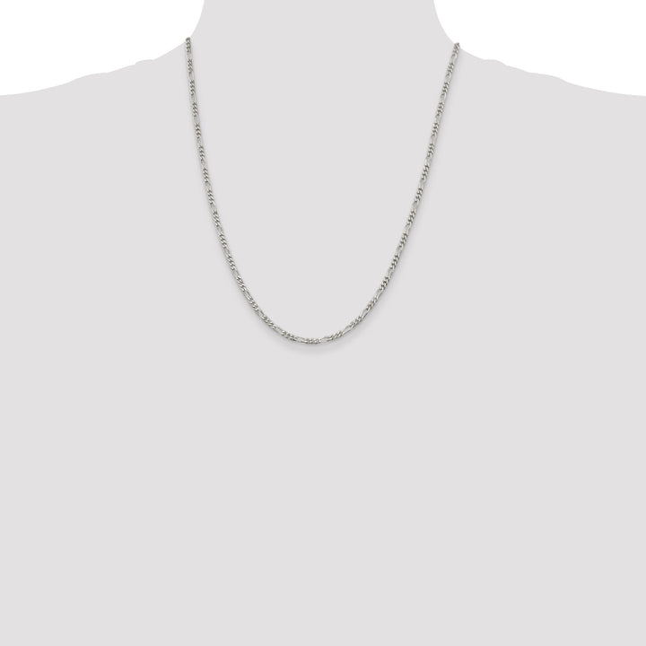 Silver Polished 3.00-mm Solid Figaro Chain